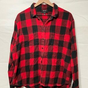 Madewell Red and Black Plaid Women's Button Down Shirt